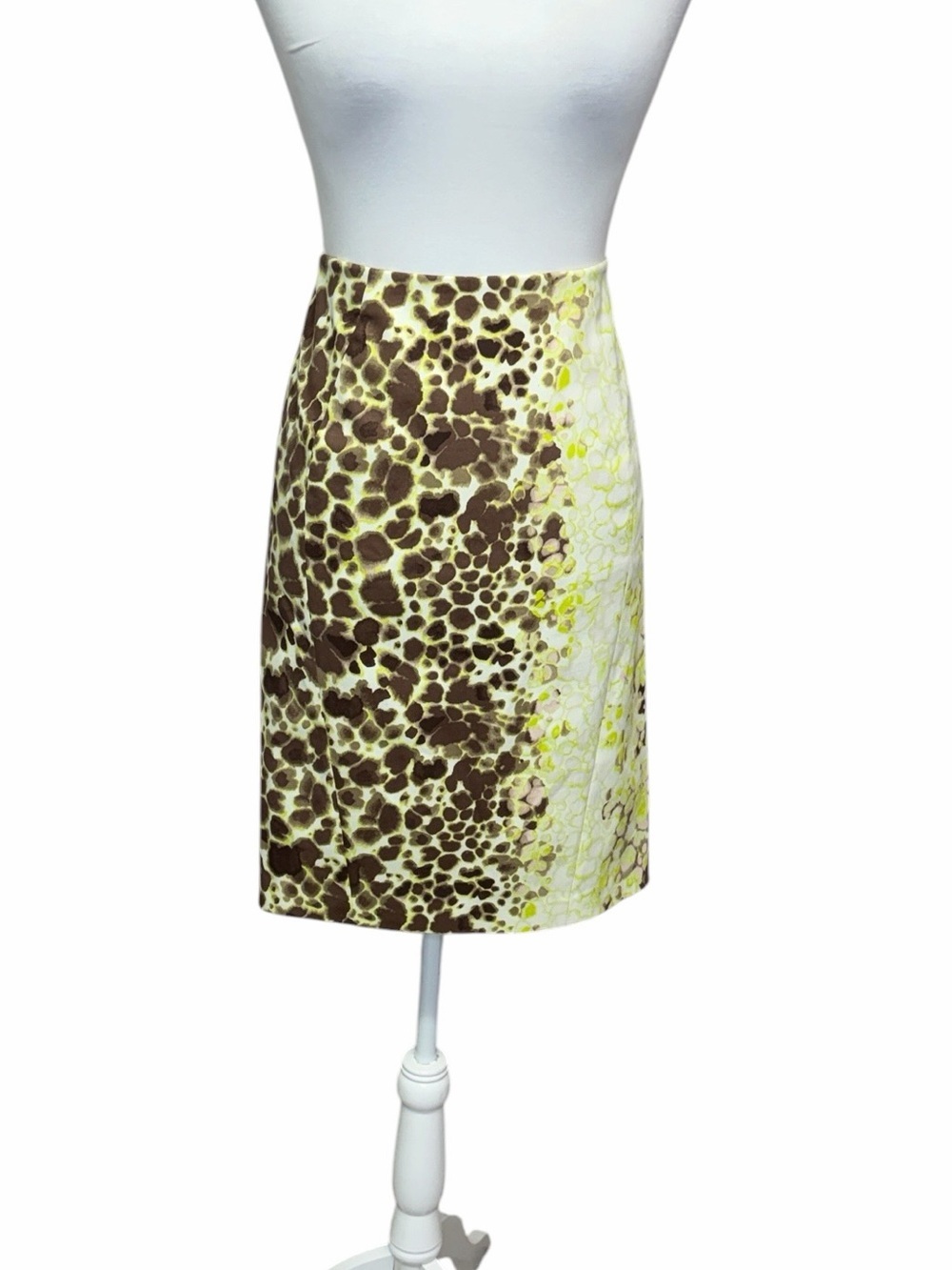 T. Tahiti Brown & Green Animal Print Pencil Skirt